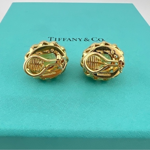 RARE Tiffany & Co. Citrine Graffiti X Basket Weave Earrings 18k Gold 14.5g - Picture 4 of 7